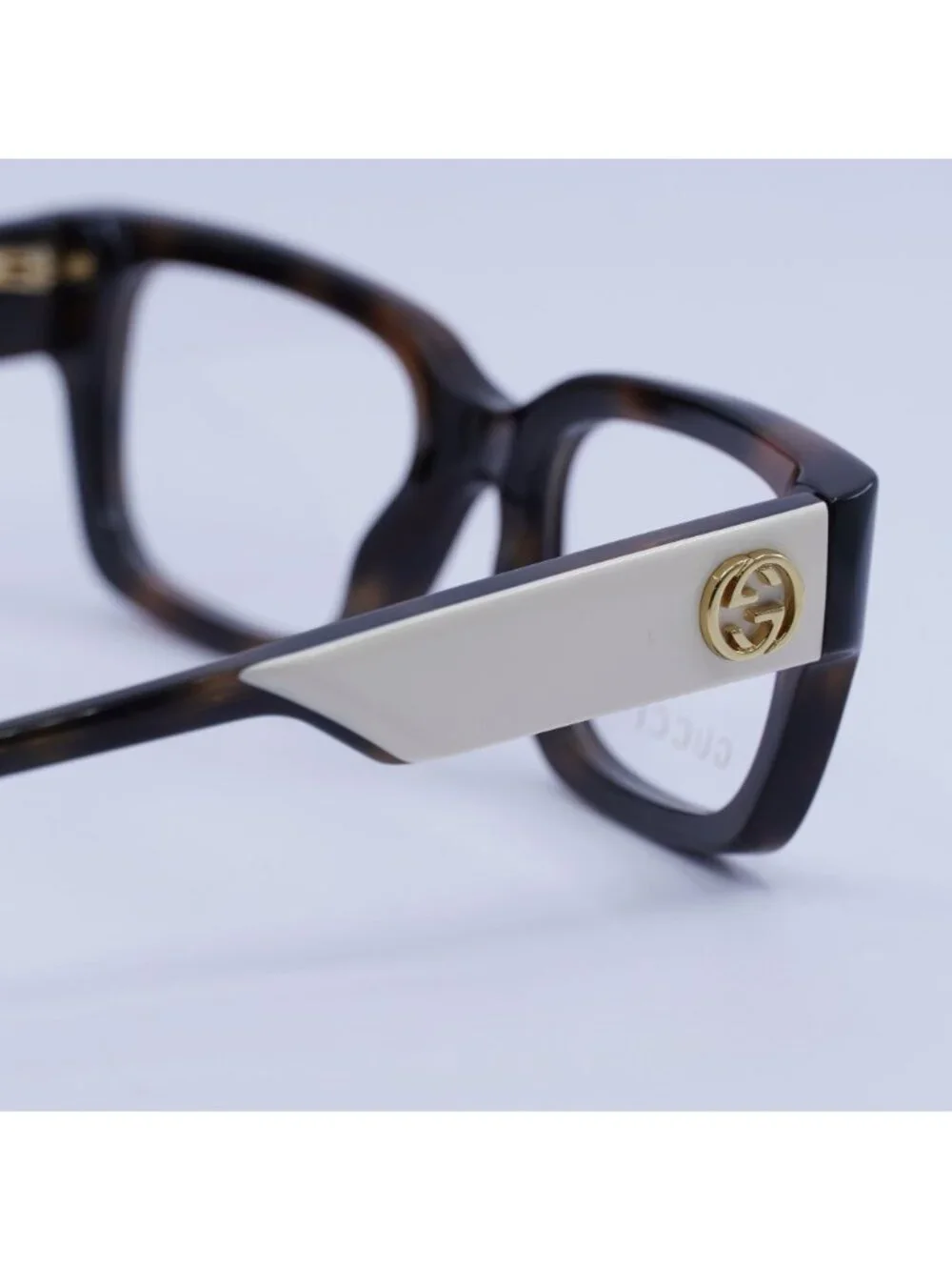 Gucci GG1666O 007 Eyeglasses Havana with White 53mm Square Frame